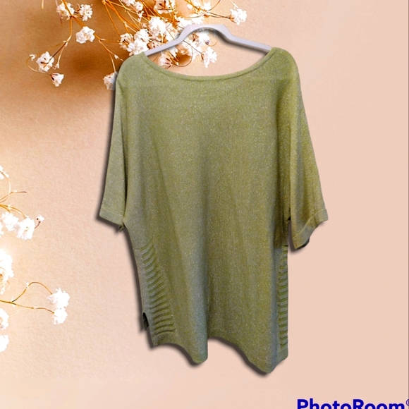 Lime 💚 Green Chico's Size 3 Shimmering Blouse - Picture 2 of 8